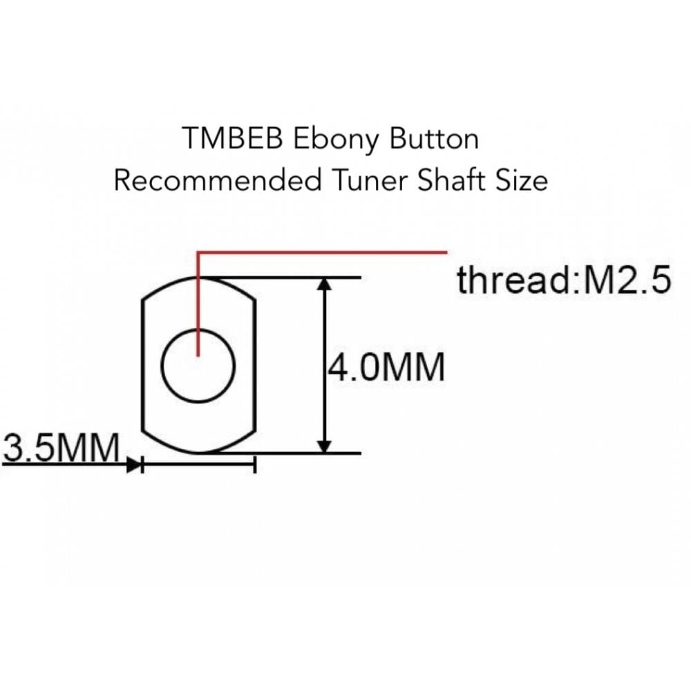 Ebony Tuning Machine Button Large With Straight Sides (Set of 6)