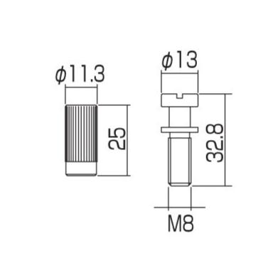 Stop Tailpiece Stud and Insert Set - Metric Thread