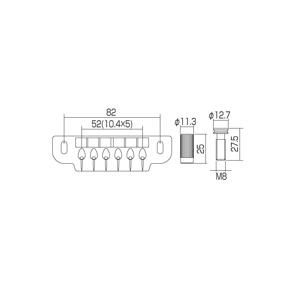 Combination Wrapover Bridge/Tailpiece with mounting posts and studs