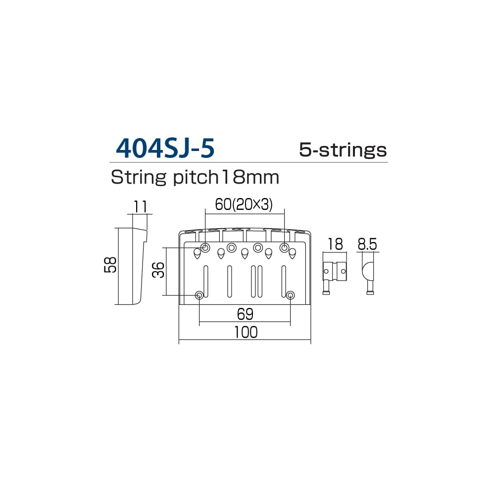 Multi-Tonal Bass Bridge 5 String Chrome Finish