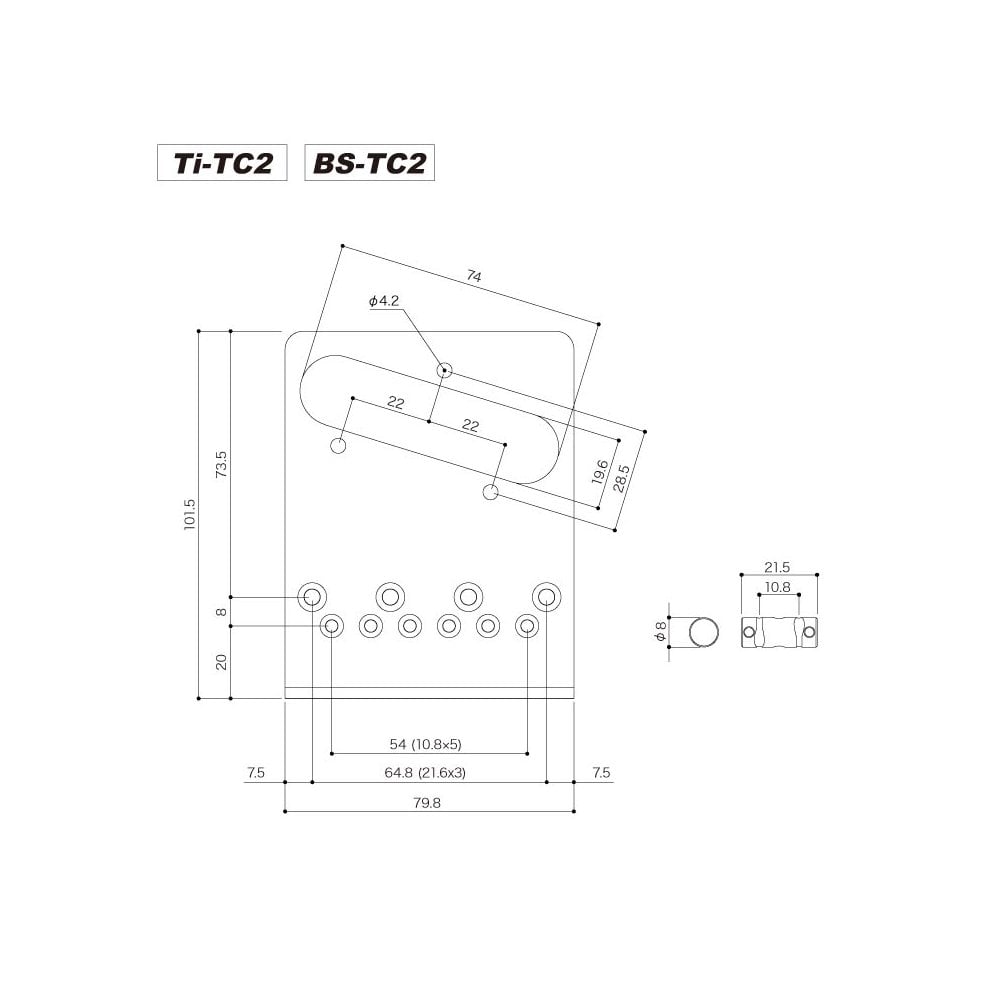 Ti-TC2 Telecaster Replacement Bridge with Titanium "In-Tune" Saddles