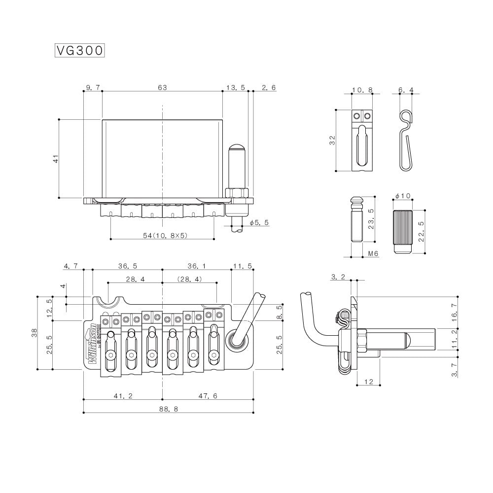 VG300 Contemporary Tremolo Bridge Unit, Fulcrum Mounting