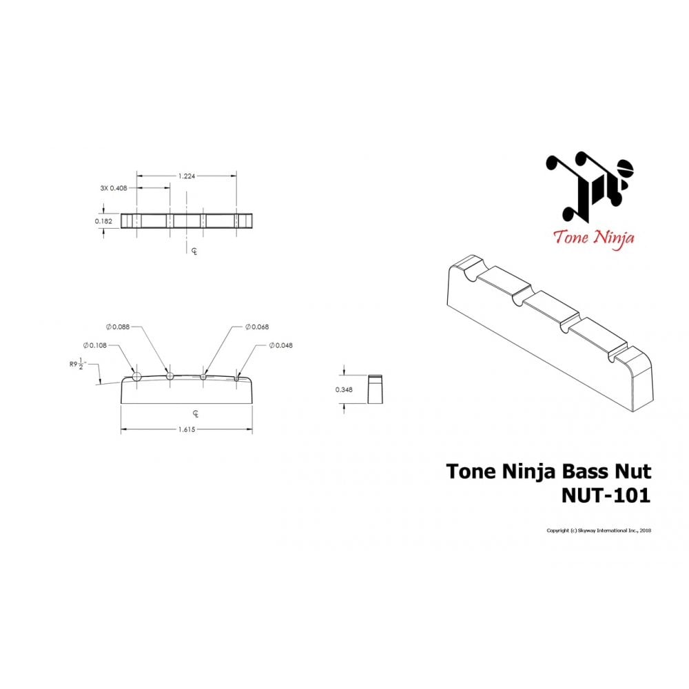 Slotted 4 String Bass Guitar Nut