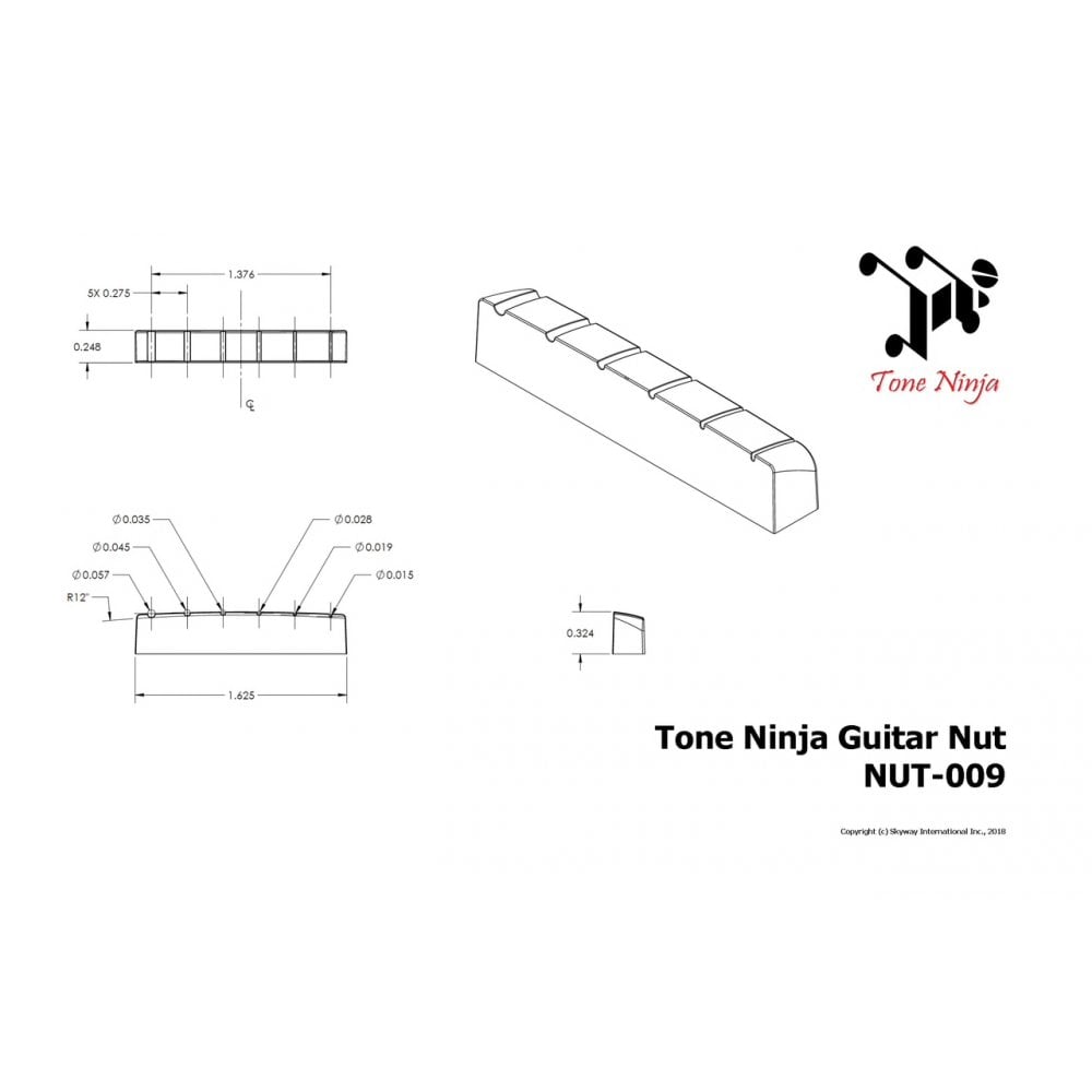 Guitar Nut Slotted 1-5/8"