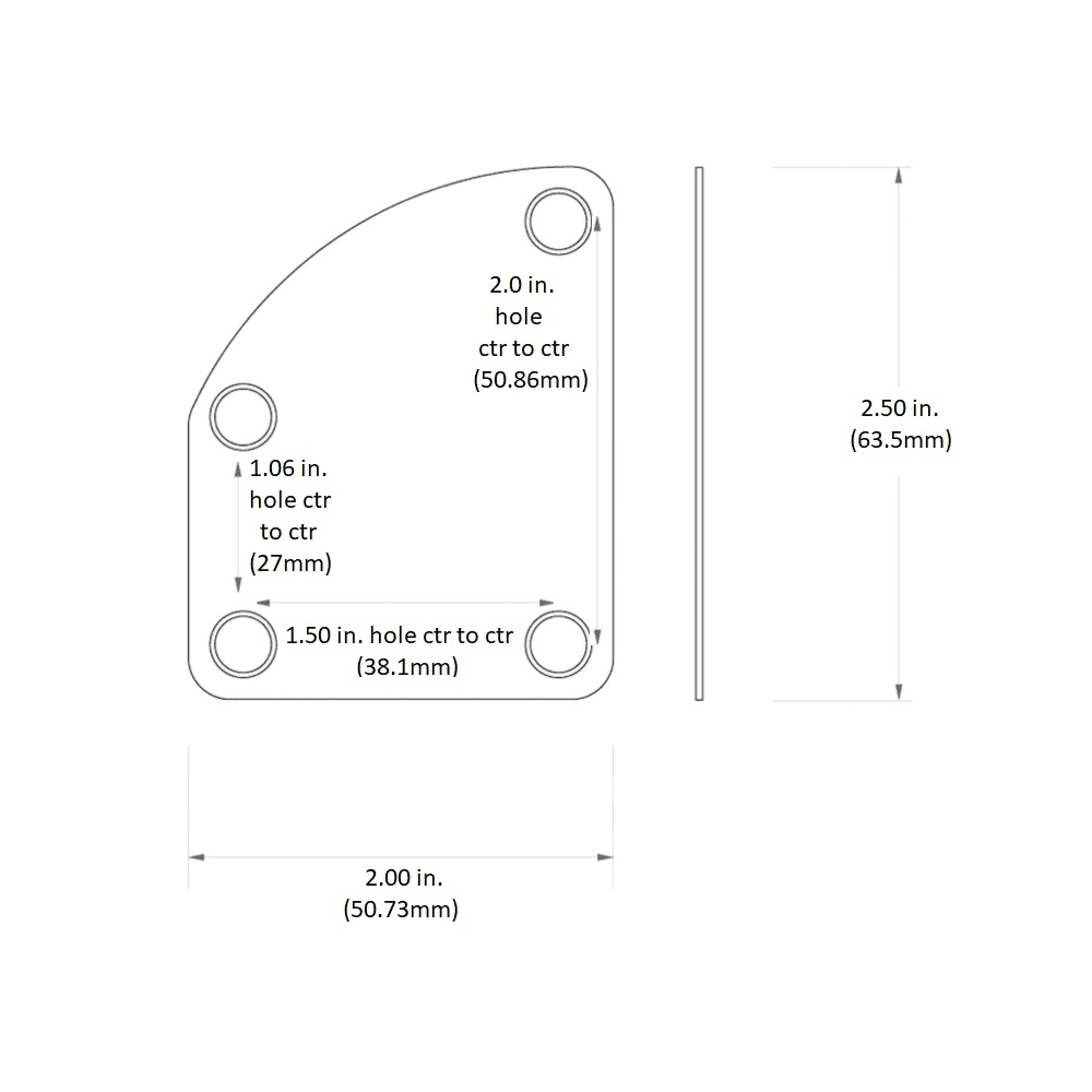 4 Hole Neckplate with Rounded Corner (No Screws)