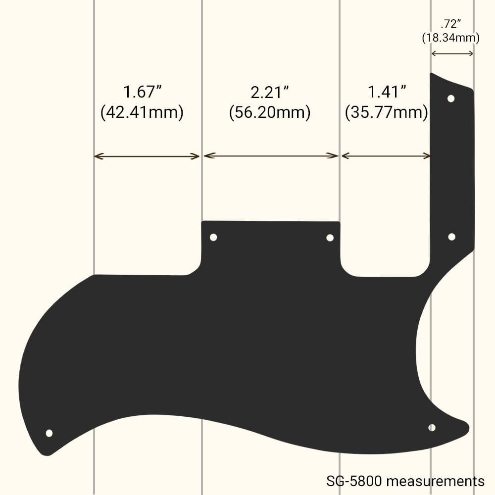 SG - Matte Black .090" / 2.29mm thick, with bevelled edge. Original Vintage Gibson SG Special 520