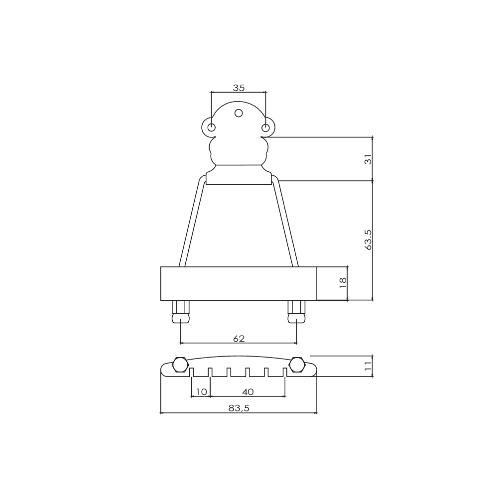 Trapeze Tailpiece Short