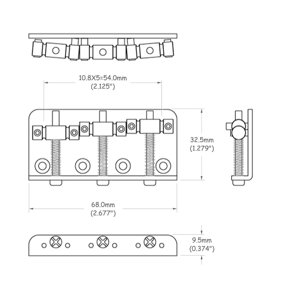 Duosonic Style Fixed Guitar Bridge Chrome