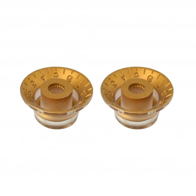 Bell Knob (Set of 2) Gold, Embossed White Numbers, USA fit and CTS pots