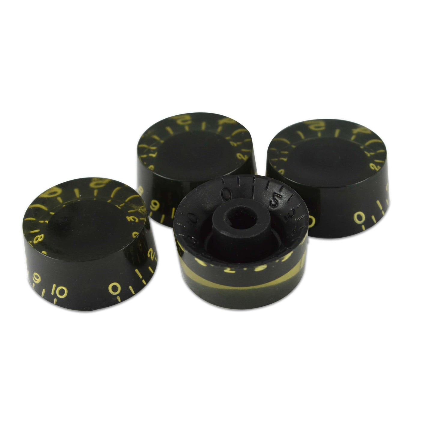 Speed Knob (Set of 4) Relic Black, CAB Material, Embossed Off-White Numbers, USA fit and CTS pots