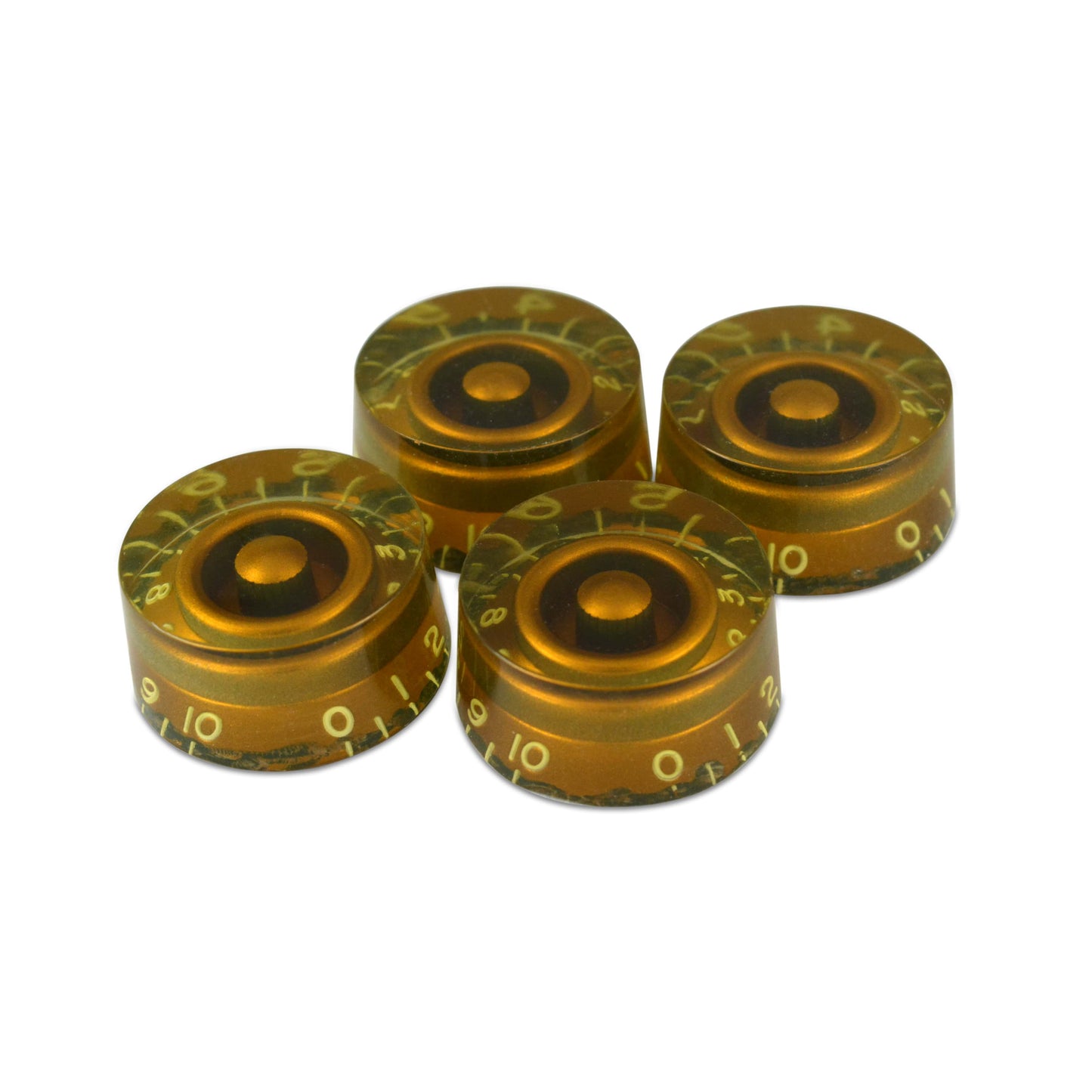 Speed Knob (Set of 4) Relic Gold, CAB Material, Embossed Off-White Numbers, USA fit and CTS pots