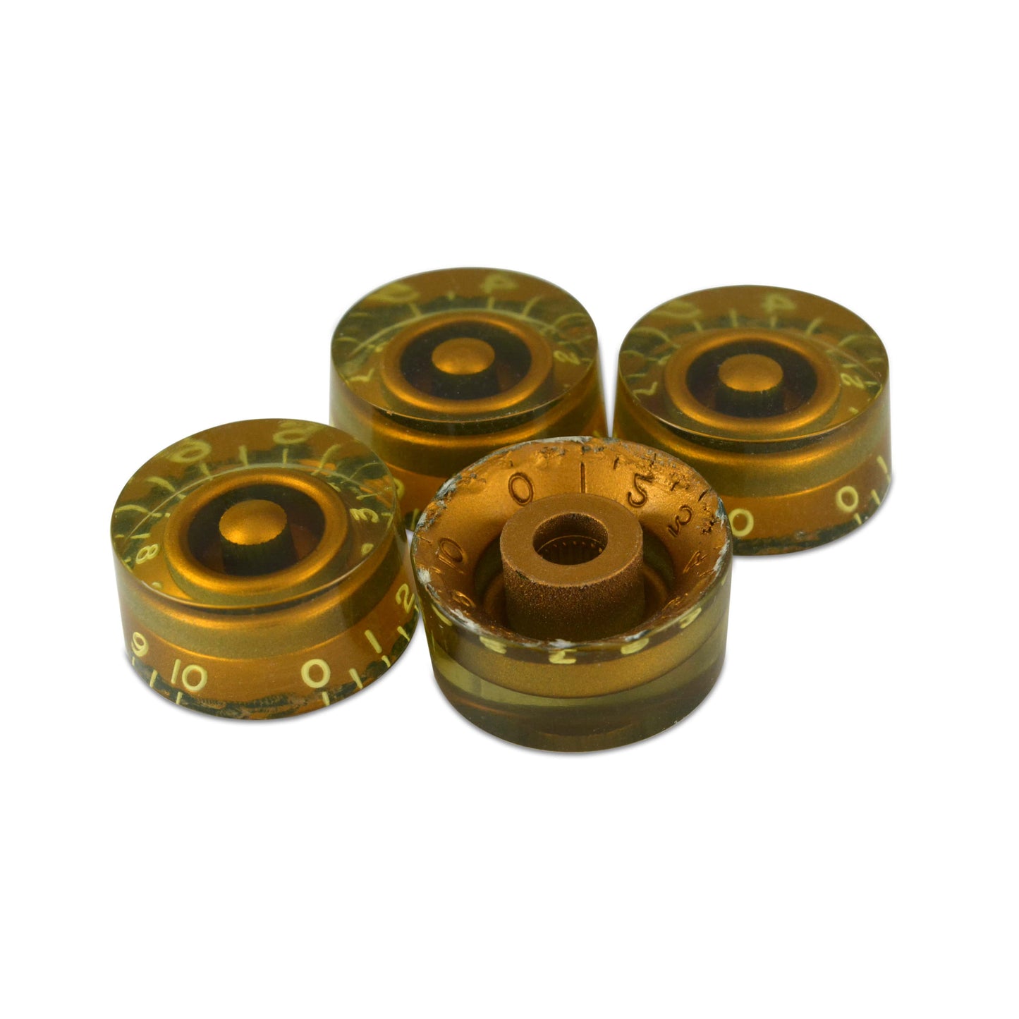 Speed Knob (Set of 4) Relic Gold, CAB Material, Embossed Off-White Numbers, USA fit and CTS pots