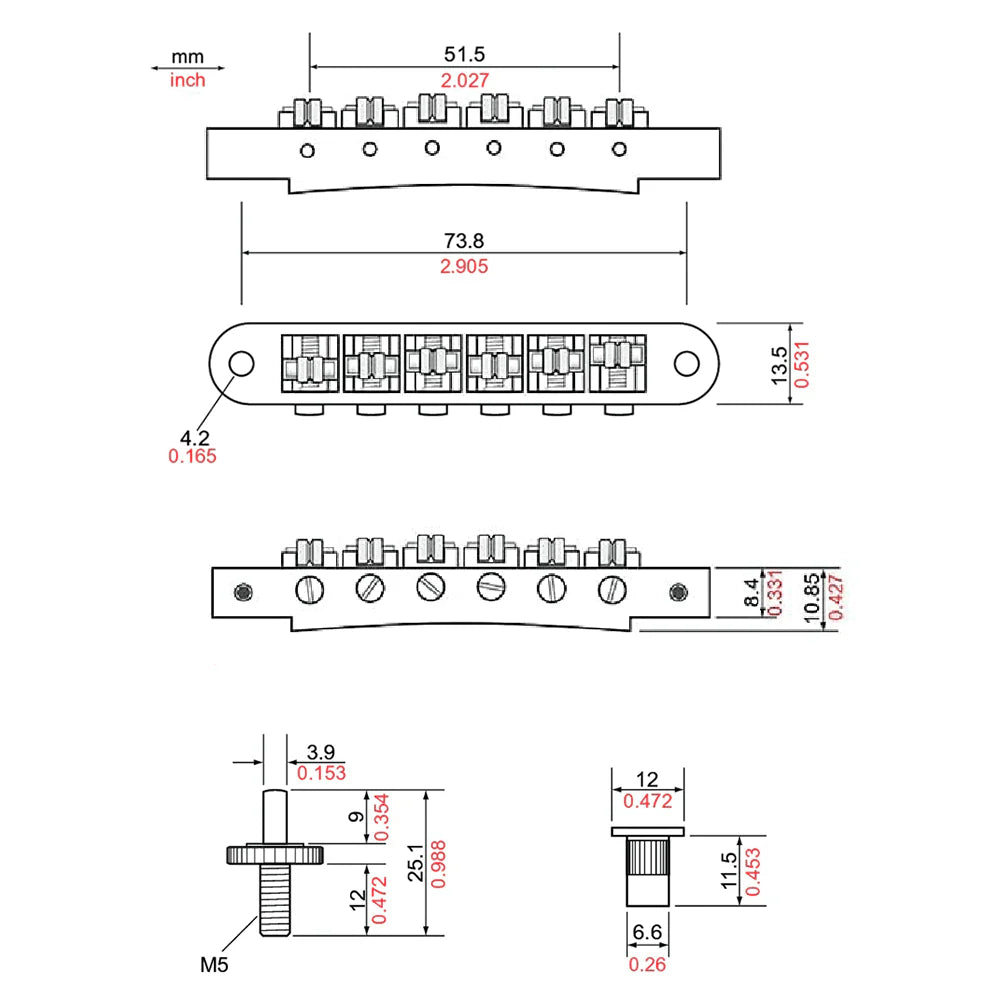 Tune-O-Matic TP6R Roller Bridge For Gibson USA