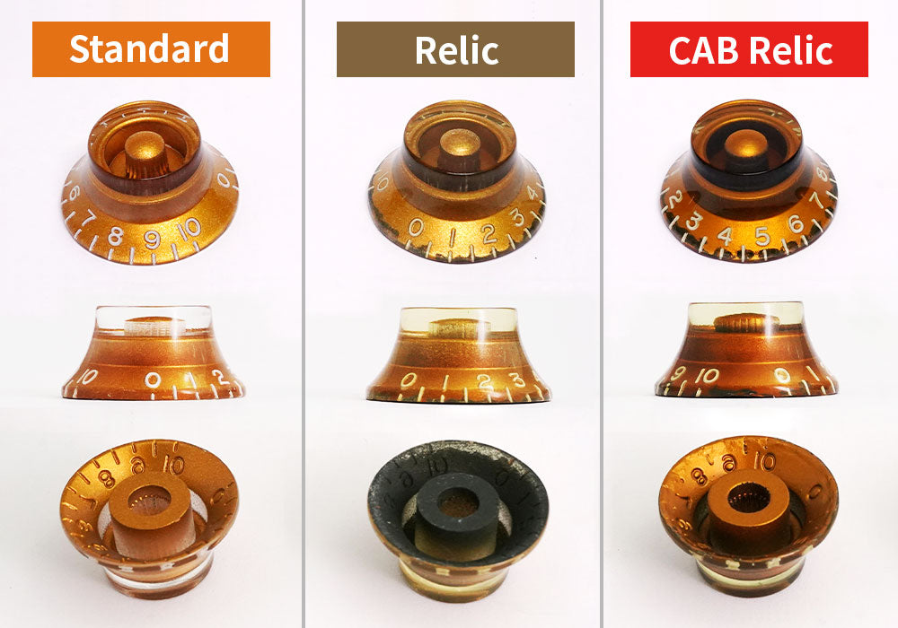 Speed Knob (Set of 4) Relic Gold, CAB Material, Embossed Off-White Numbers, USA fit and CTS pots