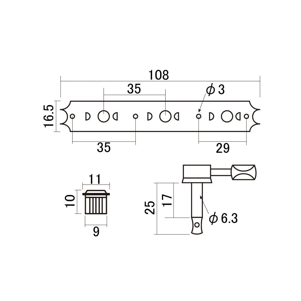 3 On A Plate Machine Heads with White Buttons