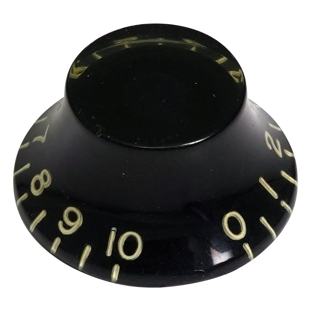 Bell Knob (Set of 4) Relic Black, CAB Material, Embossed Off-White Numbers, USA fit and CTS pots