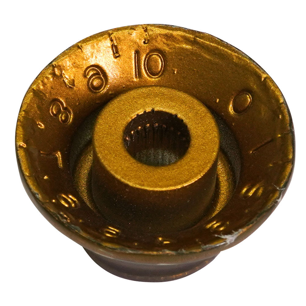 Bell Knob (Set of 4) Relic Gold, CAB Material, Embossed Off-White Numbers, USA fit and CTS pots