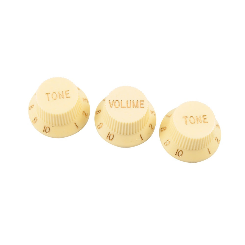 Replacement Strat Knob Set in Cream, USA fit and CTS pots (24 spline)