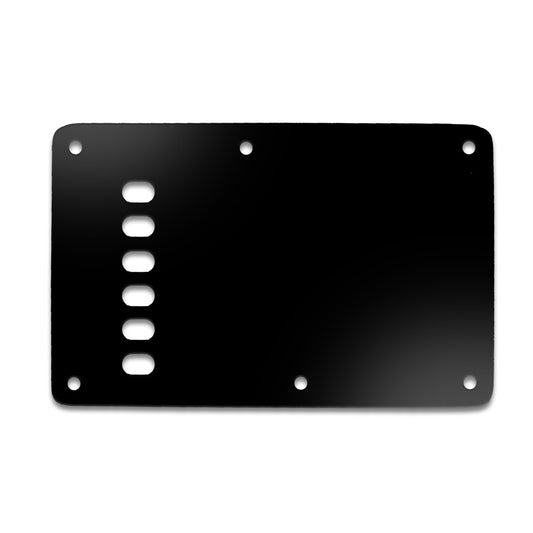 Strat Backplate Vintage - Matte Black .090" / 2.29mm thick, with bevelled edge.