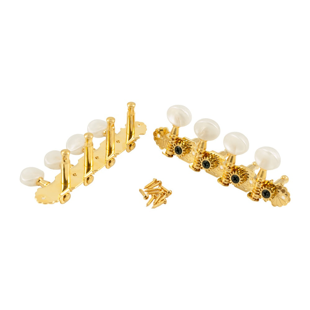 Deluxe Mandolin Tuners in gold finish, pearloid buttons