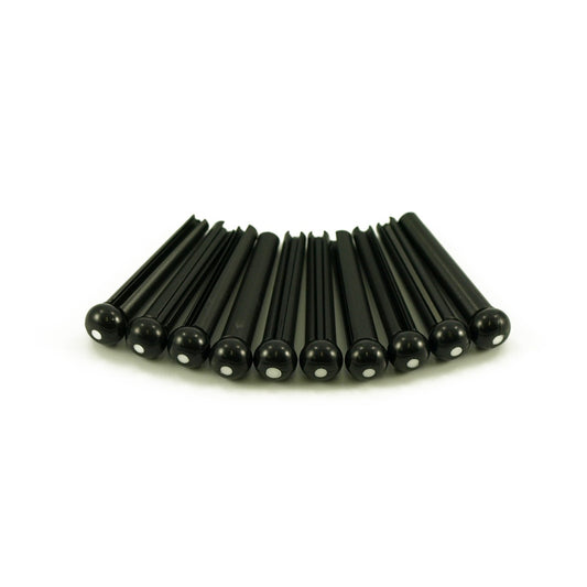 Plastic Bridge Pins Black with White Dot - Bag of 12