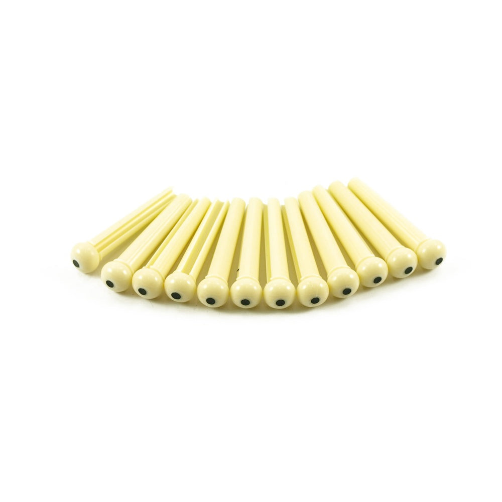 Plastic Bridge Pins Cream with Black Dot - Bag of 12