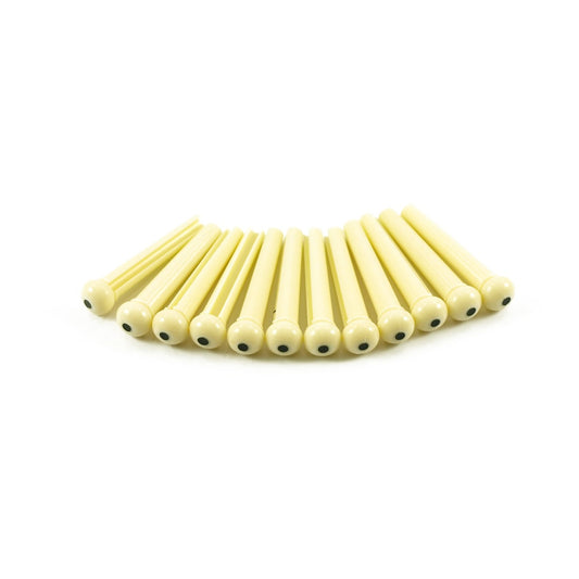 Plastic Bridge Pins Cream with Black Dot - Bag of 12