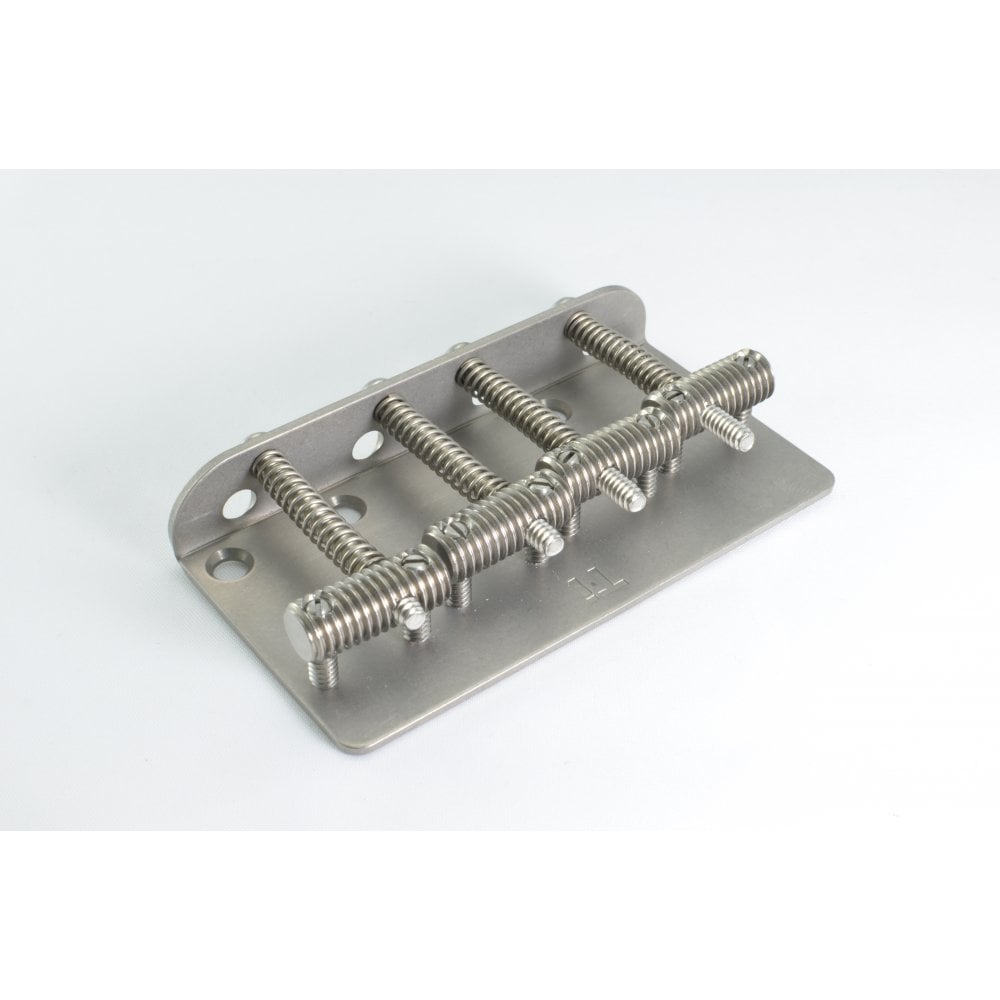 Vintage Style Bass Bridge Set - threaded Titanium saddles and titanium bridge plate