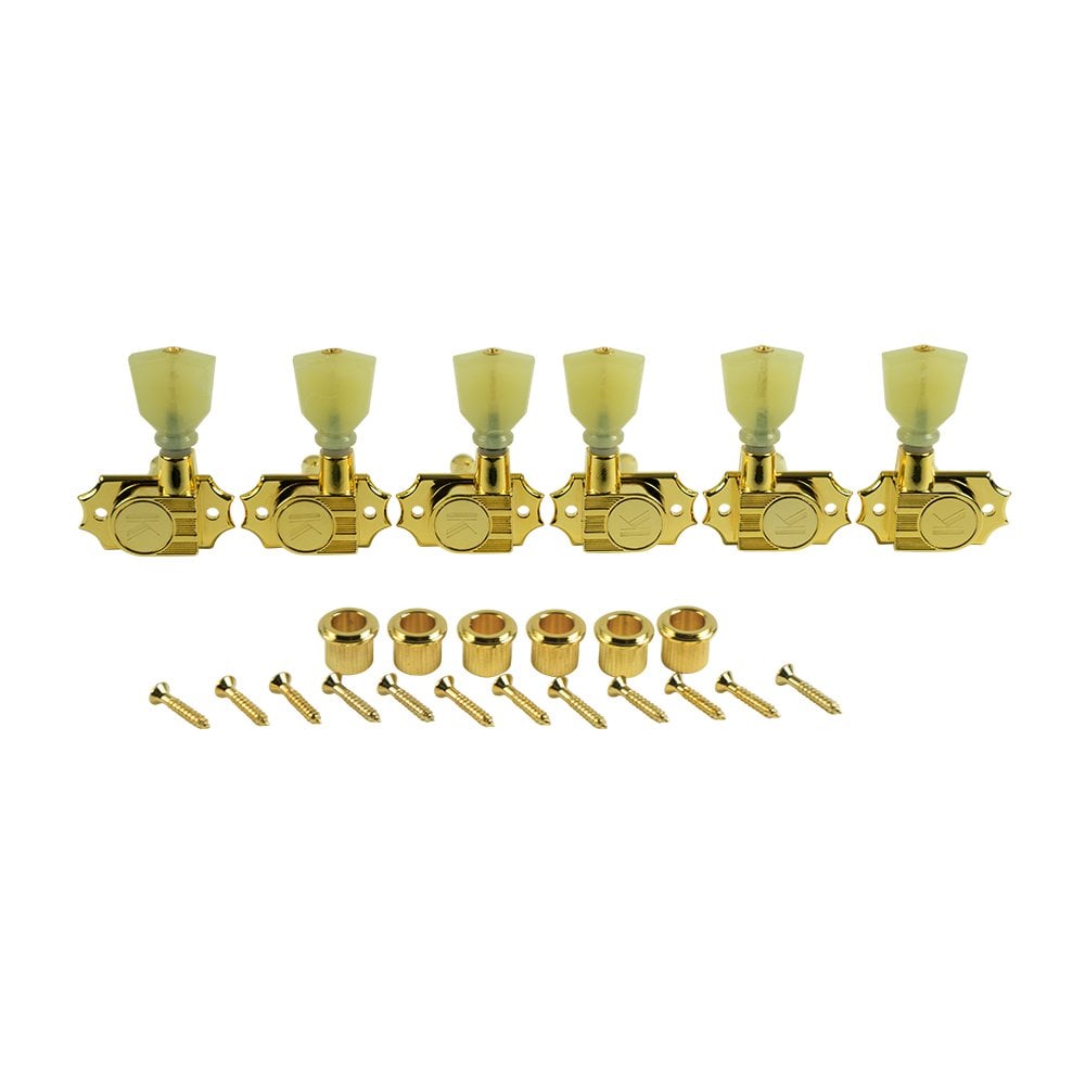 Revolution Diecast Tuners, 3 Per Side, Pearloid Keystone Button, Push-Fit Bushing for 8.8mm Headstocks 19:1 Gear Ratio