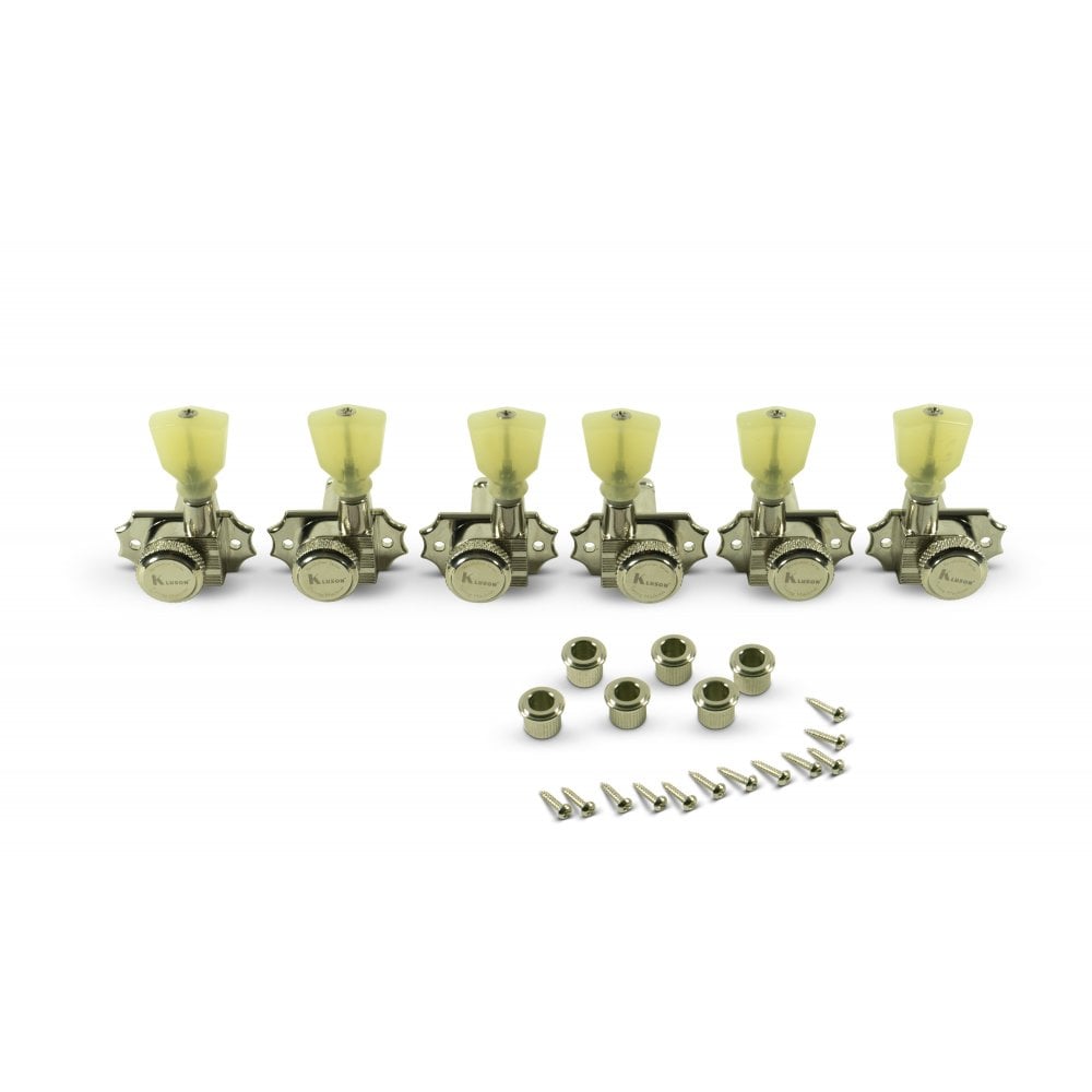 Revolution Diecast Tuners, 3 Per Side, Keystone Button, Locking, Push-Fit Bushing for 8.8mm Headstocks 19:1 Gear Ratio